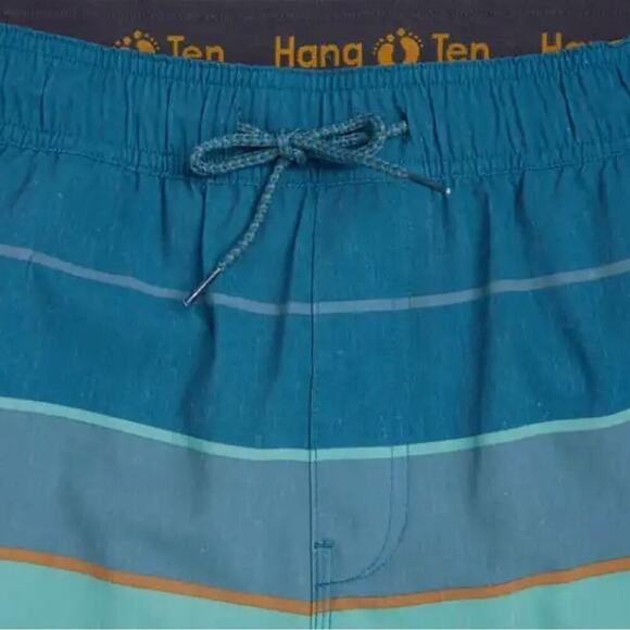 Hang Ten Men's Swim Trunks Shorts Swimwear Green Aqua Size XL NWT - Picture 7 of 10